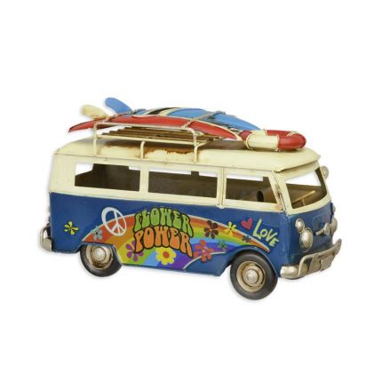 
Miniaturbus, Zinnblech, A TIN MODEL OF A FLOWER POWER SURF BUS
