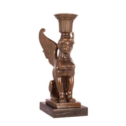 A BRONZE CANDLE HOLDER AS SPHINX