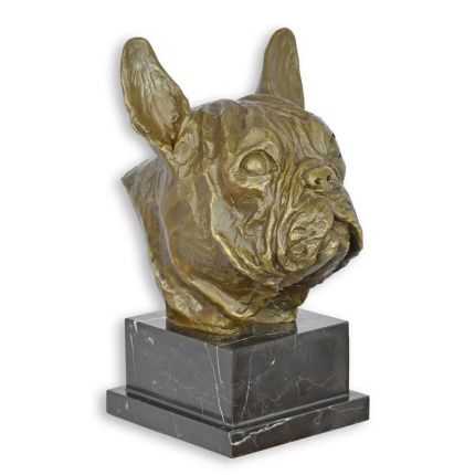 A BRONZE BUST OF A FRENCH BULLDOG