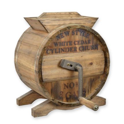 Butterfass, weißes Zedernholz, A WHITE CEDAR CYLINDER CHURN
