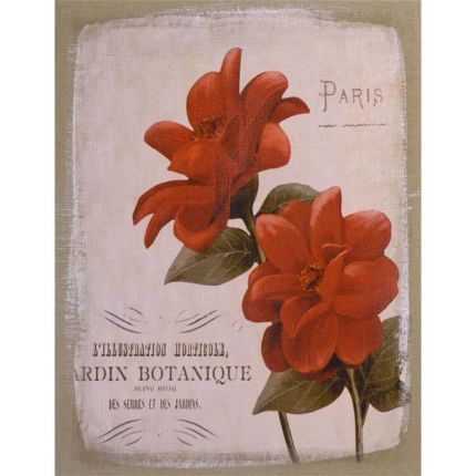 Jute-Druck - Wandbild rote Blumen - H. 45 cm - Hochformat - französische Aufschrift