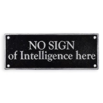 Gusseisenschild, A CAST IRON "NO SIGN OF INTELLIGENCE HERE" PLAQUE