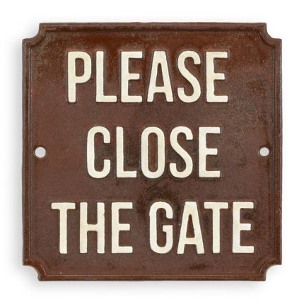 Gusseisenschild "Tor schließen"