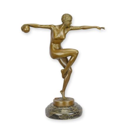 A BRONZE SCULPTURE OF A DANCER WITH BALL