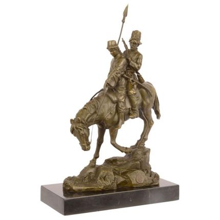 Bronzefigur "talwärts", Pferdefigur mit zwei Reitern,  A BRONZE SCULPTURE CALLED DOWNHILL RIDE