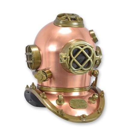 A BRASS AND COPPER DIVING HELMET - COPPER FINISH