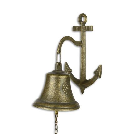 Messing-Wandglocke mit Anker, A BRASS WALL MOUNTED ANCHOR BELL