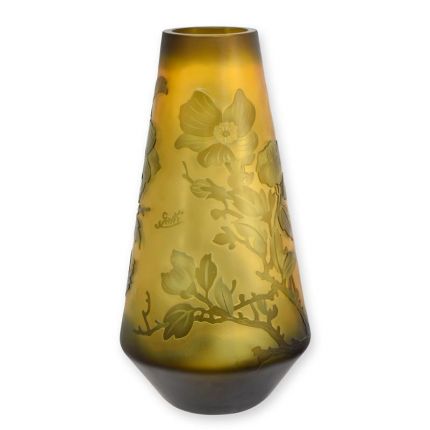 Kameo-Glasvase "Stockrosen" - Höhe 34,3 cm