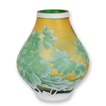 Kameo-Glasvase - Gänseblümchendekor - Höhe 23,8 cm