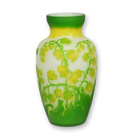 Kameo-Glasvase - Glockenblumendekor - Höhe 23,7 cm