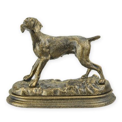 Gusseisentierfigur Hund, A CAST IRON HOUND ON BASE