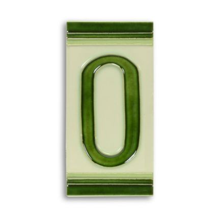Porzellanfliese Ziffer 0, Hausnummer, A PORCELAIN TILE NUMBER 0