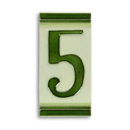 Porzellanfliese Ziffer 5, Hausnummer, A PORCELAIN TILE NUMBER 5