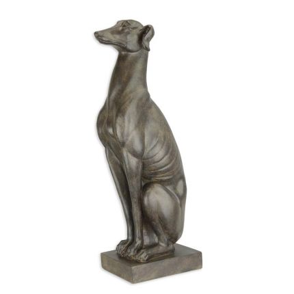 Polyresin-Tierfigur Windhund, Hundefigur, A RESIN FIGURINE OF A SITTING GREYHOUND