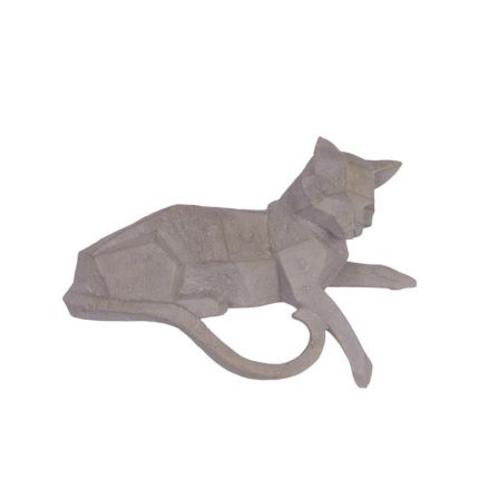 Polyresin-Katzenfigur im Origami-Stil, A RESIN FIGURINE OF AN ORIGAMI STYLE CAT