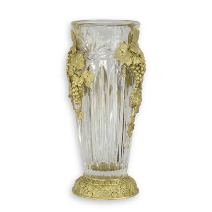 Glasvase mit Bronzeanteilen, A BRONZE MOUNTED GLASS VASE