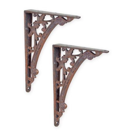 Paar Blumenhaken aus Gusseisen, A PAIR OF CAST IRON WALL BRACKETS