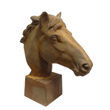 Gusseisen-Pferdekopf, rostfarben, A LARGE CAST IRON HORSE HEAD, RUSTY