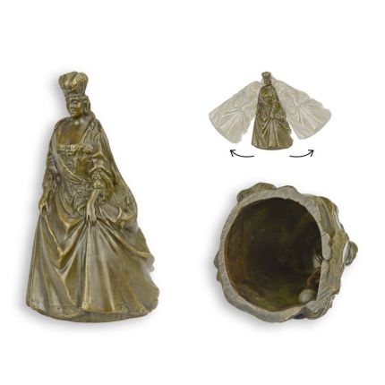 Figürliche Bronze-Tischglocke Königin, A FIGURAL BRONZE TABLE BELL OF A QUEEN