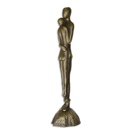 Gusseisenfigur Paar in Umarmung in Bronzeoptik, A CAST IRON SCULPTURE OF AN EMBRACING COUPLE - BRONZE LOOK