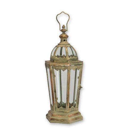 Standlaterne - H. 45,4 cm - sechseckig - Blech