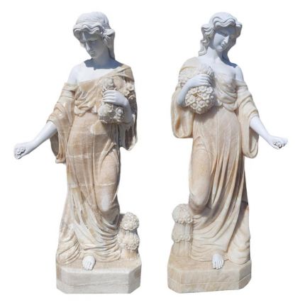 Paar Marmorfiguren antike Frauen, MIXED MARBLE LADIES SET/2