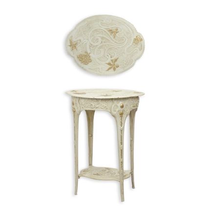 A CAST IRON ART NOUVEAU FLOWER TABLE - WHITE (PACKED)