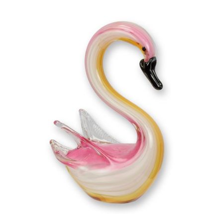 Glastierfigur Schwan - H. 18,8 cm - Muranoglas-Stil
