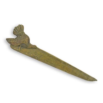 Brieföffner - L. 21,9 cm - Bronze mit Vogelfigur