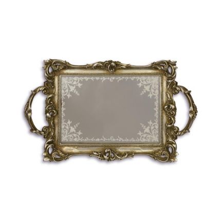 Serviertablett aus Polyresin, altsilber, A RESIN MIRROR TRAY, ANTIQUE SILVER
