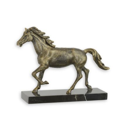 Gusseisentierfigur Pferd auf Marmor-Sockel, A CAST IRON HORSE ON MARBLE BASE