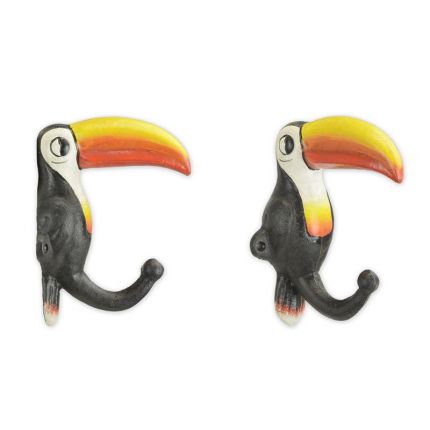 2er-Set Gusseisen-Wandhaken, A PAIR OF TWO CAST IRON TOUCAN WALL HOOKS