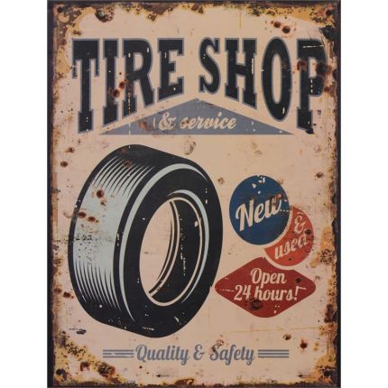 Blechschild, TIN PLAQUE "TIRE SHOP"