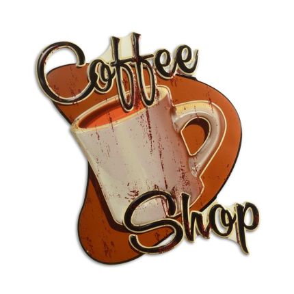 #AN EMBOSSED TIN PLATE - COFFEE SHOP