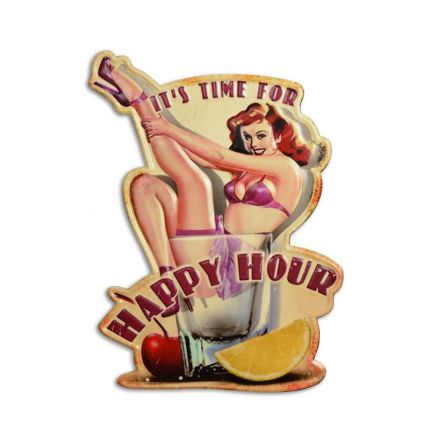 #AN EMBOSSED TIN PLATE - HAPPY HOUR