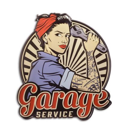 Geprägtes Blechschild, AN EMBOSSED TIN PLATE - GARAGE SERVICE