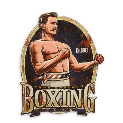 #AN EMBOSSED TIN PLATE -BARE KNUCKLE BOXING