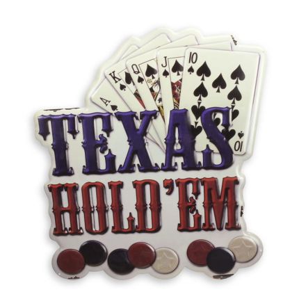#AN EMBOSSED TIN PLATE - TEXAS HOLD'EM