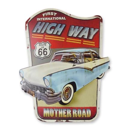 #AN EMBOSSED TIN PLATE - MOTHER ROAD
