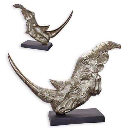 Aluminiumfigur Nashornkopf - Länge 93,5 cm - Gartenfigur