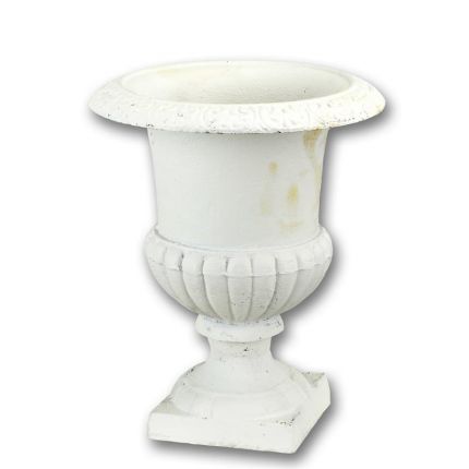 Gusseisen-Pokal, weiß, A CAST IRON GARDEN URN - WHITE