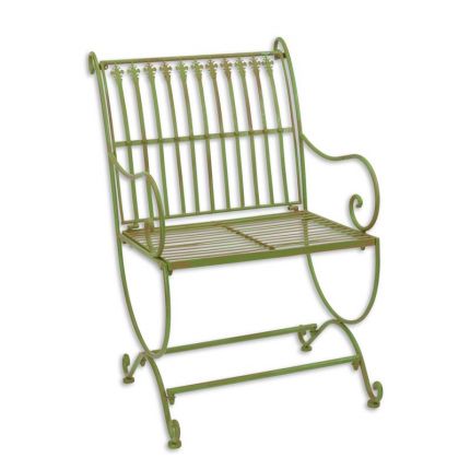 Eisenstuhl, grün, zusammenklappbar, A GREEN IRON FOLDING CHAIR