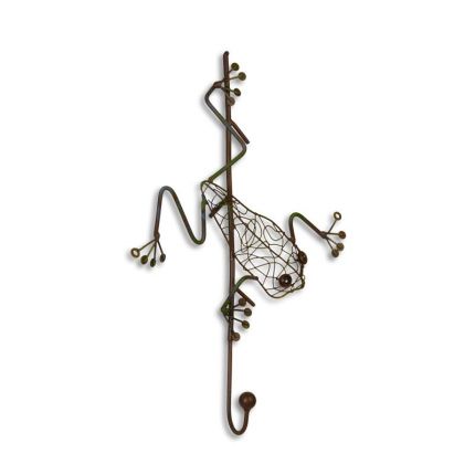 Wandhaken mit Froschfigur - H. 42 cm - Metall
