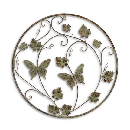 Wanddekoration mit Schmetterlingen aus Eisen, A WROUGHT IRON BUTTERFLY WALL DECOR