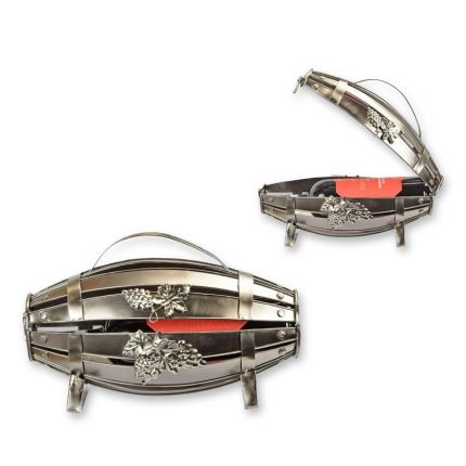 Flaschenhalter in Fassform aus Zinn, A TIN BOTTLE HOLDER BARREL