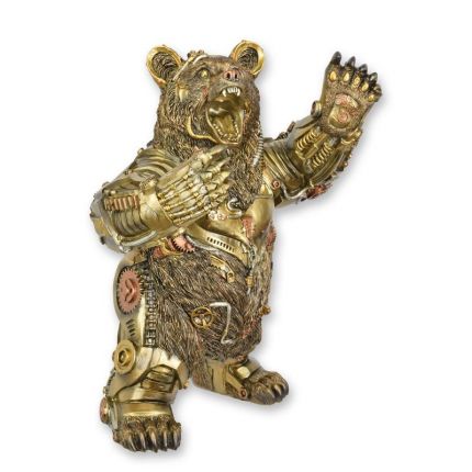 Steampunkfigur Grizzlybär - H. 31,4 cm - Polyresin