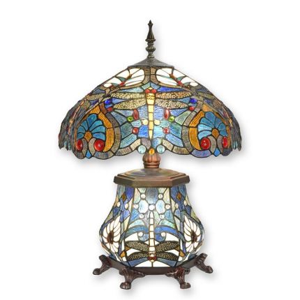 Tiffany-Tischlampe - H. 60 cm - rund - breiter Sockel