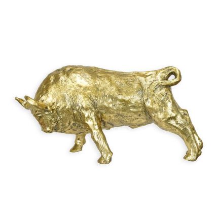 Bronzetierfigur Stier - goldfarben - Länge 44,4 cm