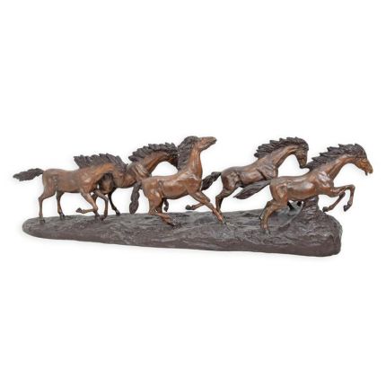 Bronzefigur Herde laufender Pferde, A BRONZE SCULPTURE OF A HERD OF RUNNING HORSES