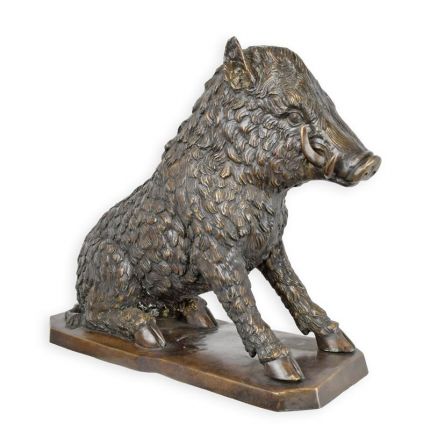 Bronzetierfigur Wildschwein - sitzend - Höhe 46 cm